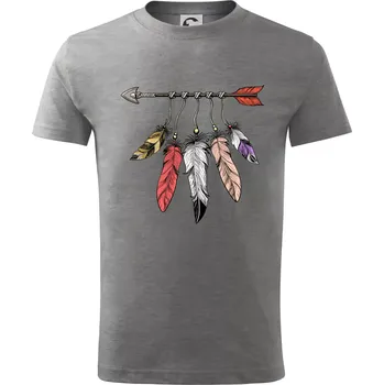 Indiánský šíp - Tričko dětské bavlněné - 98 cm / 2 roky ( Tmavě šedý melír )