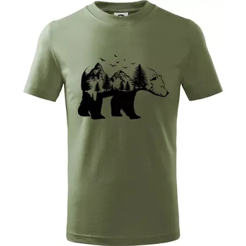 Medvěd ilustrace - Tričko dětské bavlněné - 98 cm / 2 roky ( Khaki )