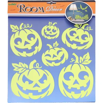 Samolepící dekorace Wiky Nálepky na zeď svítící ve tmě 38x31 cm Dýně HALLOWEEN
