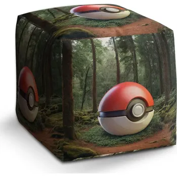 Taburet Sablio Taburet Cube Pokemon ball Les: 40x40x40 cm