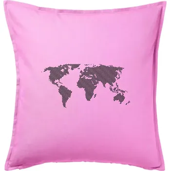 Polštář Mapa světa otisk - Polštář 50x50 - 50x50 - Pouze potah ( Růžová )