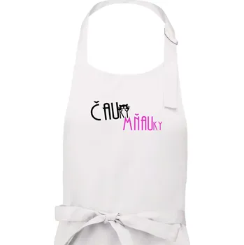 Kuchyňská zástěra Čauky mňauky - Pánská zástěra na vaření - Univerzální velikost ( Bílá )
