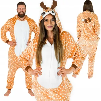Karnevalový kostým KOSTÝM JELEN KIGURUMI ONESIE PŘEVLEK VÁNOČNÍ PLYŠOVÉ PYŽAMO UNISEX L
