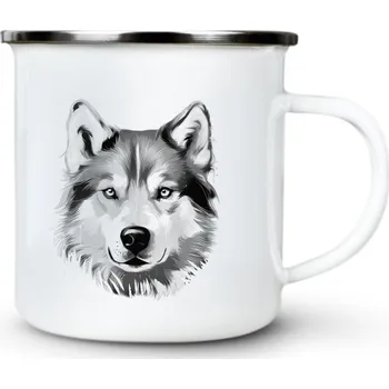 Husky, černý tisk - Plechový hrnek VELKÝ 400ml (500 ml po okraj) - 400 ml