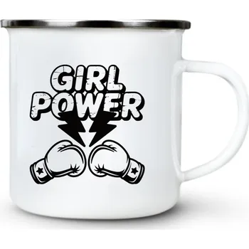 Girl power, černý potisk - Plechový hrnek VELKÝ 400ml (500 ml po okraj) - 400 ml