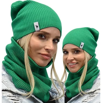 Čepice Alur set – čepice a nákrčník (rolák) univerzální velikost, zelená