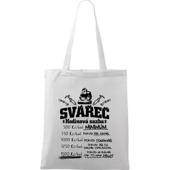 Svářeč - hodinová sazba - Taška bavlněná - 42 x 38 cm ( Bílá )