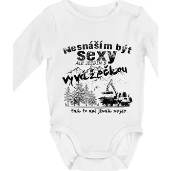 Kojenecký body Nesnáším být sexy - vyvažečka - Body kojenecké s dlouhým rukávem - Dlouhý r. do 3 měs ( Bílá )