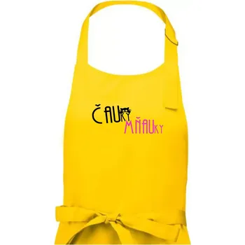Kuchyňská zástěra Čauky mňauky - Dámská zástěra na vaření - Univerzální velikost ( Žlutá )