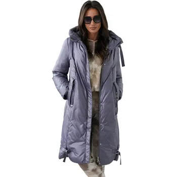 Dámský kabát Dámský zimní kabát zateplený s jemným leskem s kapucí REGINA 52