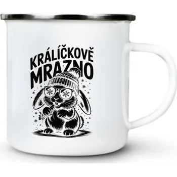 Králíčkově mrazno, černý potisk - Plechový hrnek VELKÝ 400ml (500 ml po okraj) - 400 ml