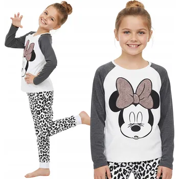 Dámské pyžamo Minnie Mouse Bavlněné pyžamo s s leopardím vzorem pro dívku ve věku 3-4 let, 104 cm