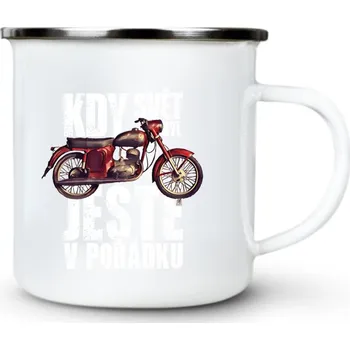 Kdy svět byl ještě v pořádku, ČZ 175, V5 - Plechový hrnek VELKÝ 400ml (500 ml po okraj) - 400 ml