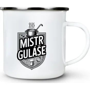 Mistr guláše, V1, černý tisk - Plechový hrnek VELKÝ 400ml (500 ml po okraj) - 400 ml