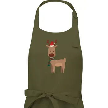 Kuchyňská zástěra Vánoční sob - Pánská zástěra na vaření - Univerzální velikost ( Khaki )
