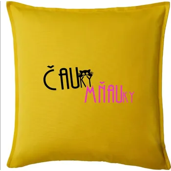 Polštář Čauky mňauky - Polštář 50x50 - 50x50 - Pouze potah ( Žlutá )