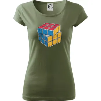 Dámské tričko Rubikova kostka kreslená - Dámské triko Pure - XS ( Khaki )