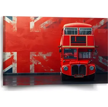 Obraz Sablio Obraz Červený patrový autobus Vlajka - 60x40 cm