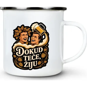 Dokud teče, žiju – pivo - Plechový hrnek VELKÝ 400ml (500 ml po okraj) - 400 ml