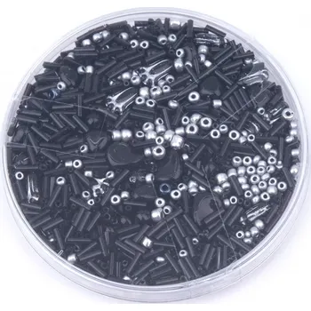 Korálek Korálky skleněné mix velikosti cca 120 g barva černá, barva Černá