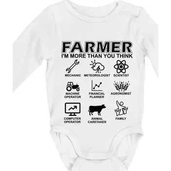 Farmer Symbols - Body kojenecké s dlouhým rukávem - Dlouhý r. 6-12 měs ( Bílá )
