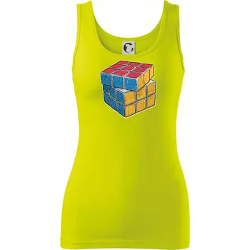 Dámské tričko Rubikova kostka kreslená - Dámské tílko - XL ( Limetková )