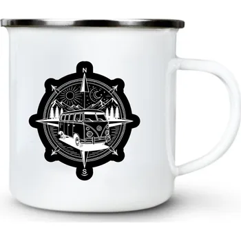 Kompas dobrodruha - Plechový hrnek VELKÝ 400ml (500 ml po okraj) - 400 ml