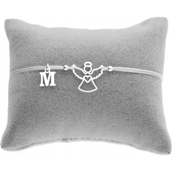 Náramek Stříbrný provázkový náramek ANDÍLEK anděl libovolné PÍSMENO SVATÉ PŘIJÍMÁNÍ STŘÍBRO