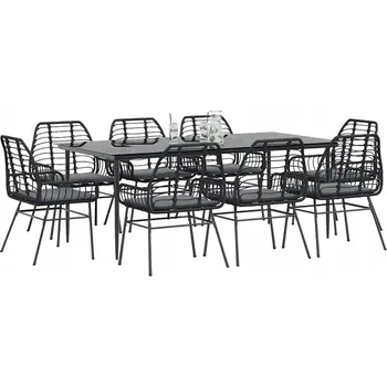 Zahradní sestava Sada zahradního nábytku z umělého ratanu VidaXL, šedá, 9 dílů