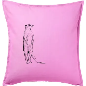 Polštář Surikata černá kresba - Polštář 50x50 - 50x50 - Pouze potah ( Růžová )