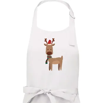 Kuchyňská zástěra Vánoční sob - Dámská zástěra na vaření - Univerzální velikost ( Bílá )
