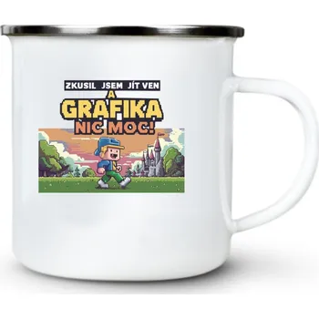 Zkusil jsem jít ven a GRAFIKA nic moc! - Plechový hrnek VELKÝ 400ml (500 ml po okraj) - 400 ml