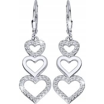 Náušnice Stříbrné náušnice Dlouhé Visací Srdce Srdíčka Podlouhlé Stříbro 925