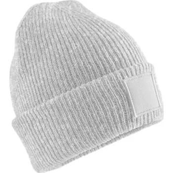 Pokrývka hlavy Beechfield Dětská zimní čepice s ohrnutím a decentní nášivkou pro potisk Barva: Šedá CB336B