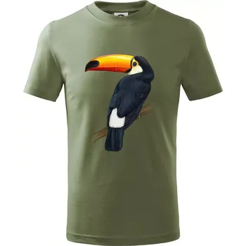 Tukan kreslený - Tričko dětské bavlněné - 104-110cm / 3-4 roky ( Khaki )