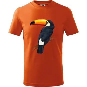 Tukan kreslený - Tričko dětské bavlněné - 146 cm/10 let ( Oranžová )