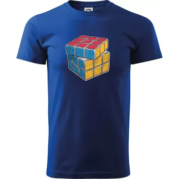 Pánské tričko Rubikova kostka kreslená - Triko extra velké (5-8XL) - 7XL ( Královská modrá )
