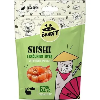 Pamlsek pro psa Sushi Pamlsek Mr. Bandit s králíkem a ryba 80 g