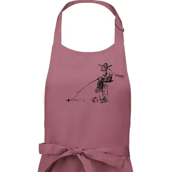 Kuchyňská zástěra Kreslený rybář na pařezu - Dámská zástěra na vaření - Univerzální velikost ( Starorůžová )