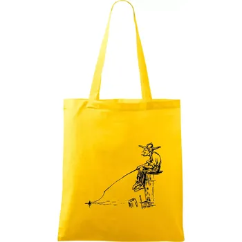 Kreslený rybář na pařezu - Taška bavlněná - 42 x 38 cm ( Žlutá )