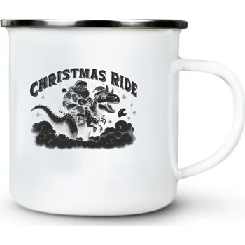 Christmas Ride, černý potisk - Plechový hrnek VELKÝ 400ml (500 ml po okraj) - 400 ml