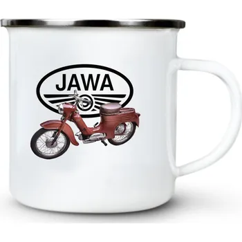 JAWA 555 PIONÝR "Pařez", v1 - Plechový hrnek VELKÝ 400ml (500 ml po okraj) - 400 ml