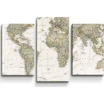 Obraz Sablio Obraz - 3-dílný Mapa světa - 75x50 cm