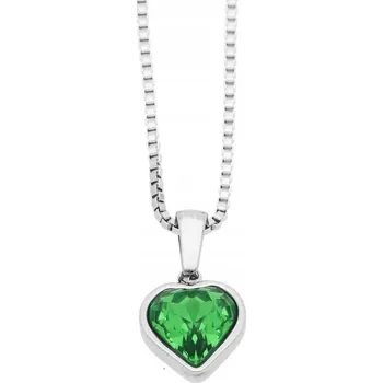 Náhrdelník Řetízek s přívěskem srdíčka barva zelená FJ754