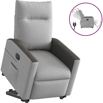 Křeslo zahrada-XL Elektrické zvedací polohovací křeslo obláčkově šedé textil 3324065