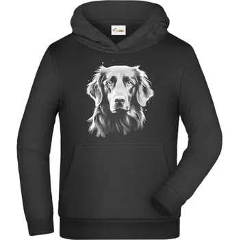 Pánské tričko Flat-coated retrívr, bílý tisk - Dětská mikina s kapucí - 152 cm