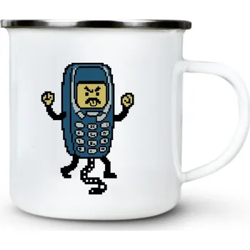 Pánské oblečení Retro pixelový mobil - Plechový hrnek VELKÝ 400ml (500 ml po okraj) - 400 ml