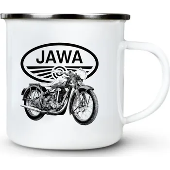 Pánské oblečení JAWA 350 OHV, V10 - Plechový hrnek VELKÝ 400ml (500 ml po okraj) - 400 ml
