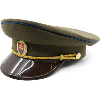 Čepice Brigadýrka SK zlatý odznak, kšilt plast, modrá linka ZELENÁ