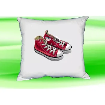 Dekorativní polštářek Polštářek červené tenisky 35x35 cm bílý (polštář s teniskami 35x35 cm )